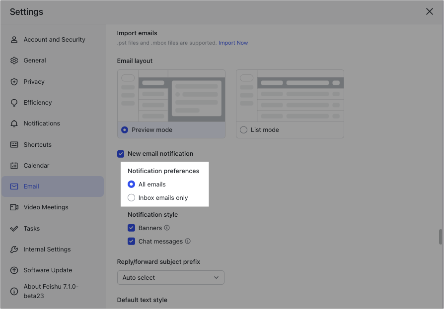 Mail updates