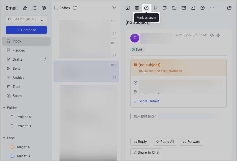 Mark and unmark emails as spam
