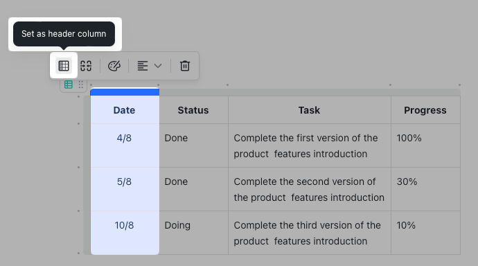 Edit tables in Docs