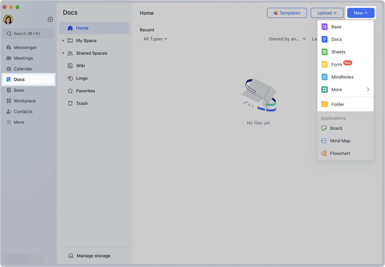Create documents and folders