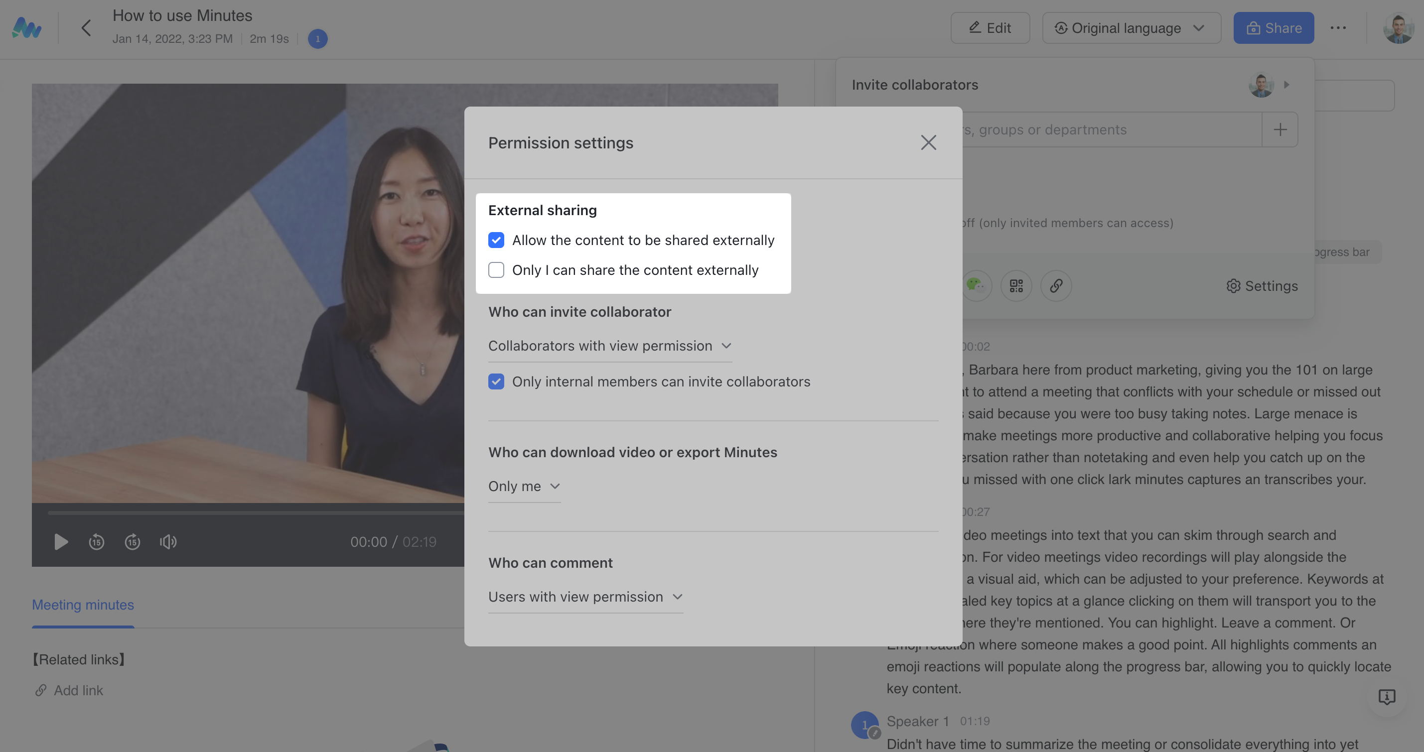 Set permissions for minutes