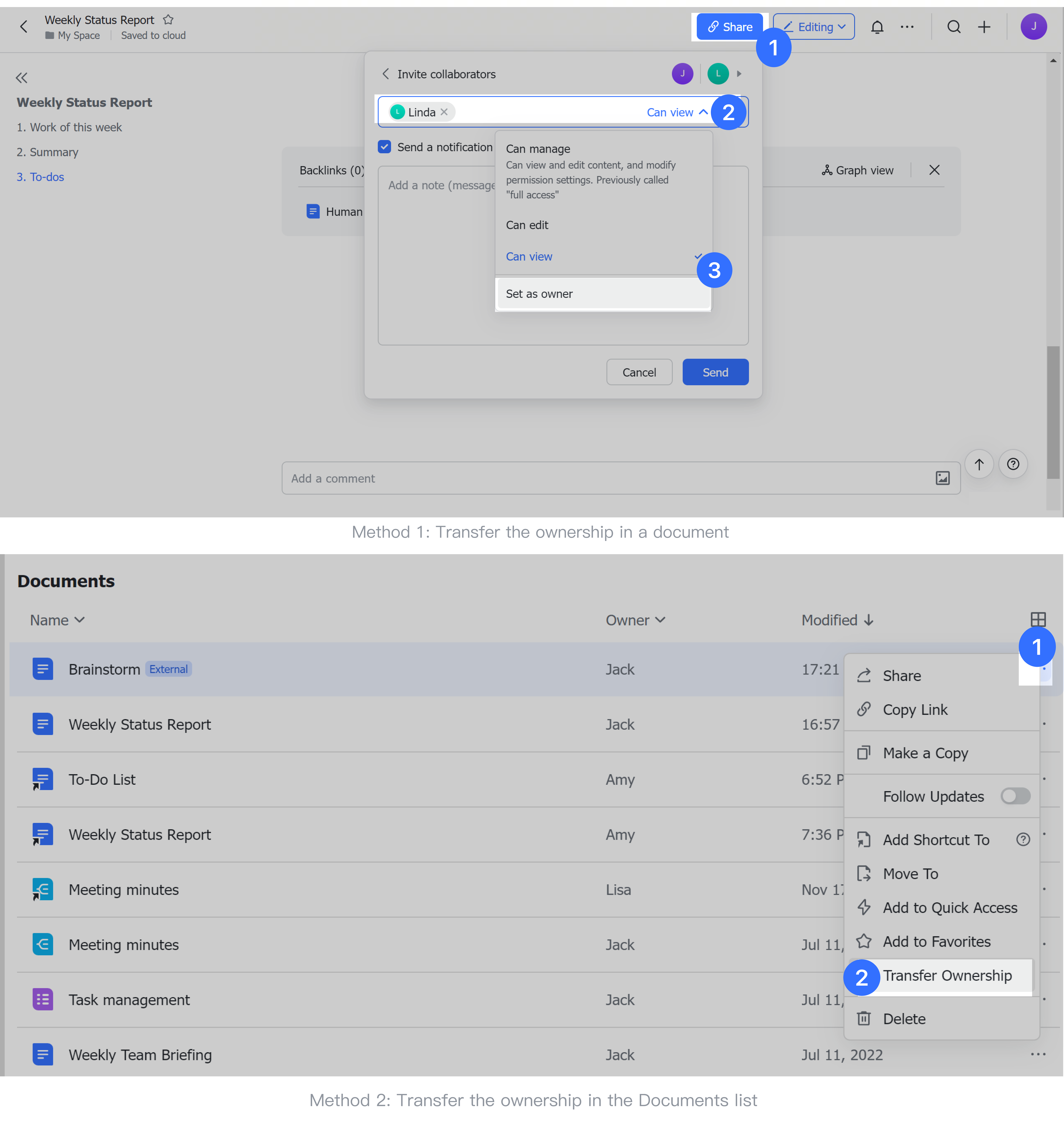Docs permissions overview